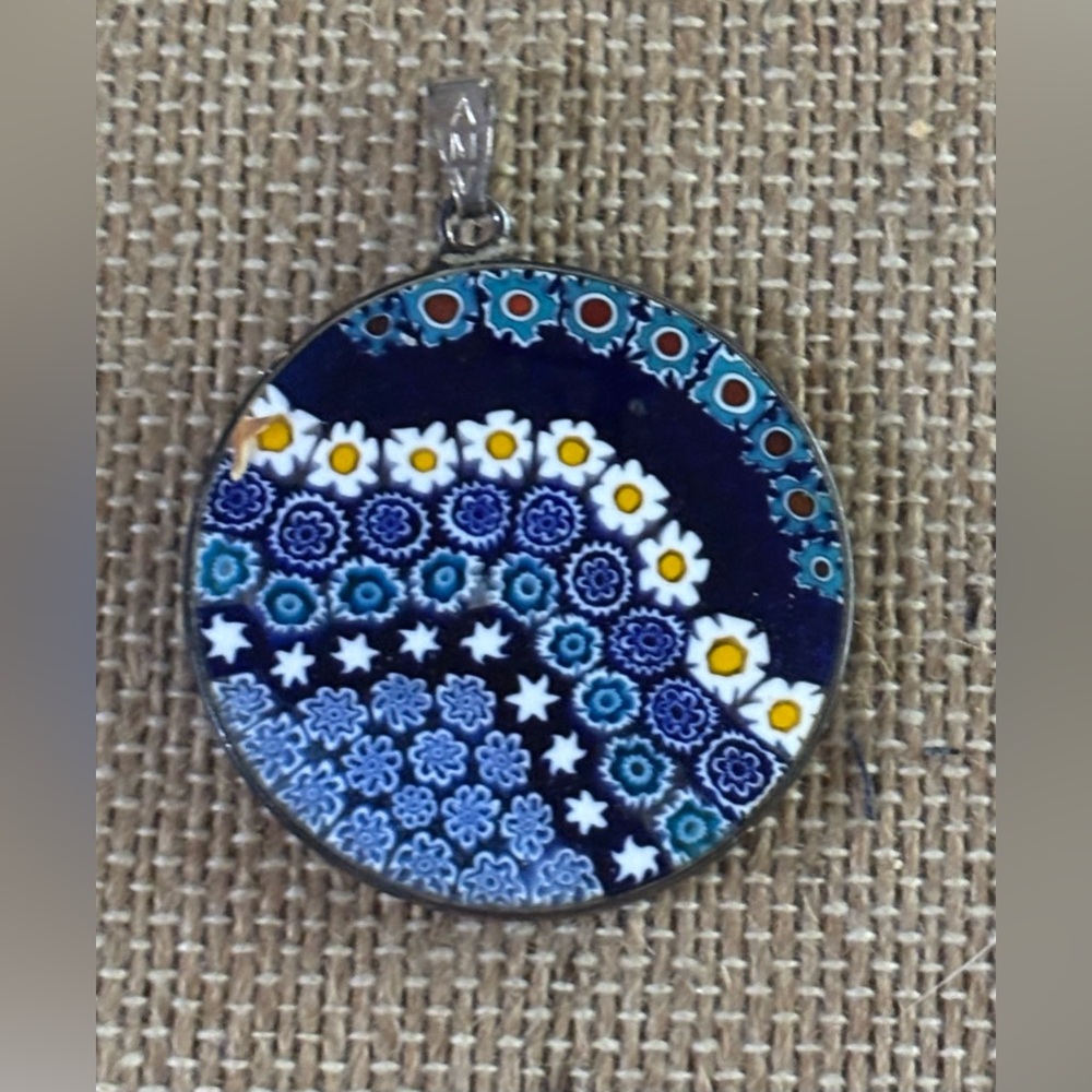 AMV 925 sterling silver millefiori  glass pendant